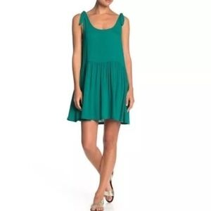 NWT Haitus Gauze Lightweight Tie Shoulder Dress Green Small